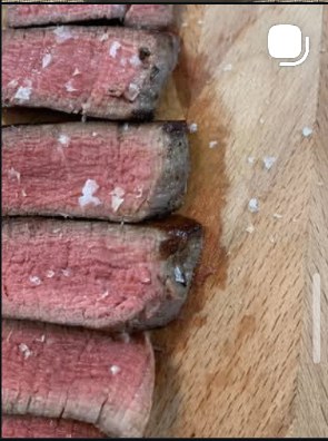 Reverse-seared ribeye finished with flaky sea salt
