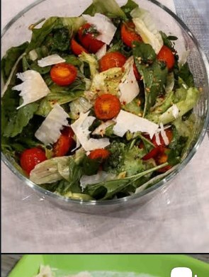 Arugula salad with shaved parmesan and cherry tomatoes