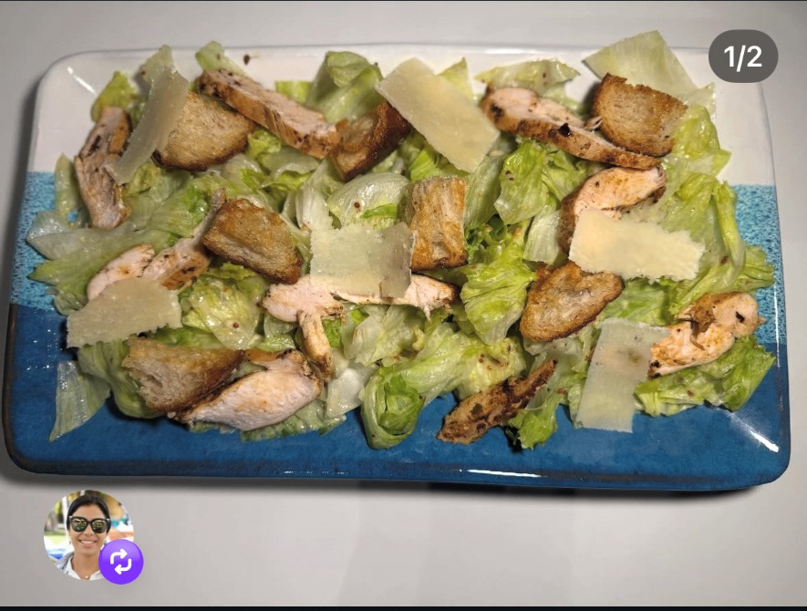 Chicken Caesar salad with parmesan and sourdough croutons